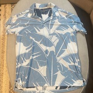 Adidas Navy and White Graphic Golf Polo